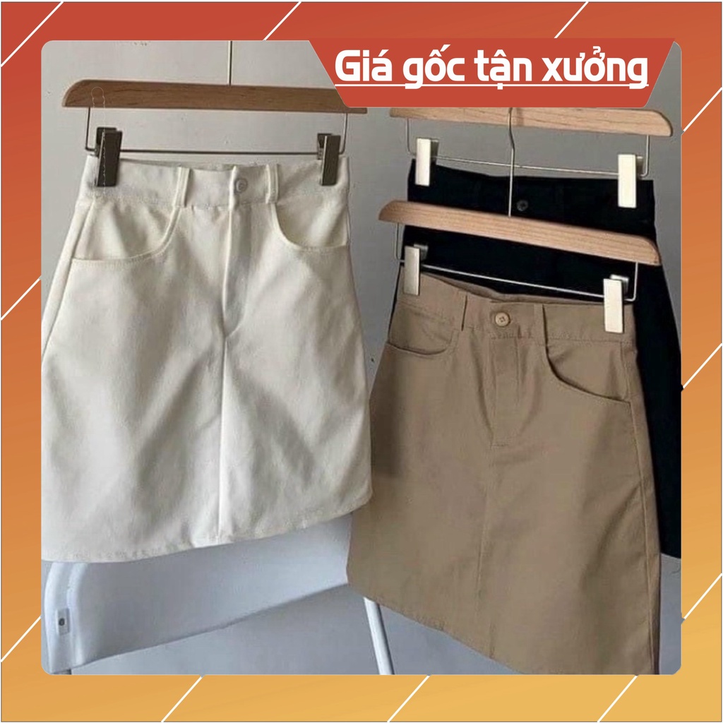 Chân Váy Nữ chữ A vải Kaki dáng váy Bassic Lưng Cao Có Quần Bên Trong mã 052