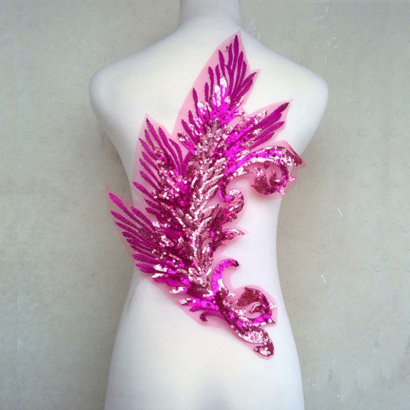 Miếng vá quần áo thiết kế chim công kim sa lấp lánh thời trang kích thước 43x27cm