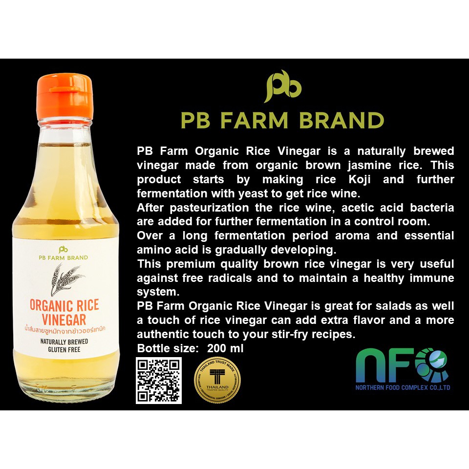 Giấm gạo lứt hữu cơ PB Farm 200ml