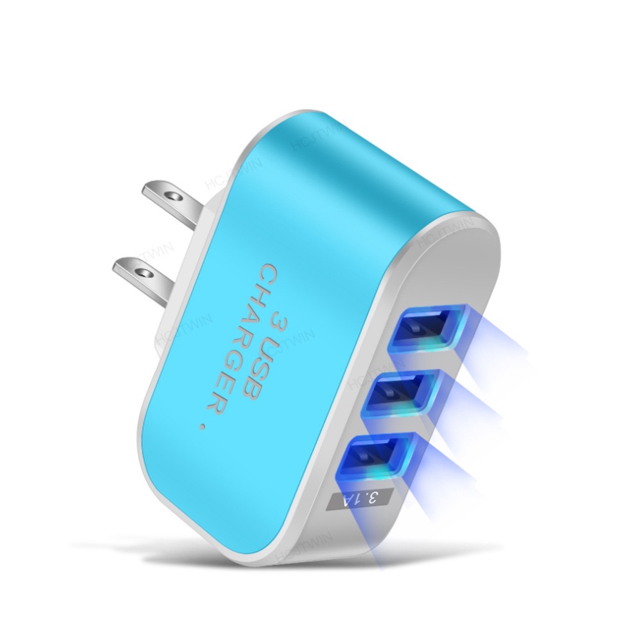 Củ Sạc Điện Thoại Di Động AR006 3USB LED 2A Tiêu Chuẩn Châu Âu Đốc Sạc Thông Minh An Toàn Cho Mọi Thiết Bị - BENTEX