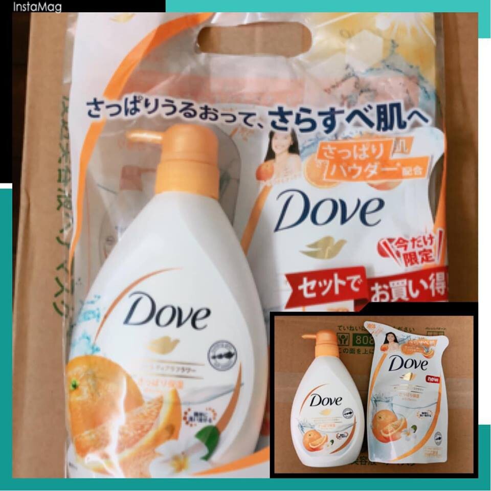 Sữa tắm Dove hương cam kèm gói Refill 360g