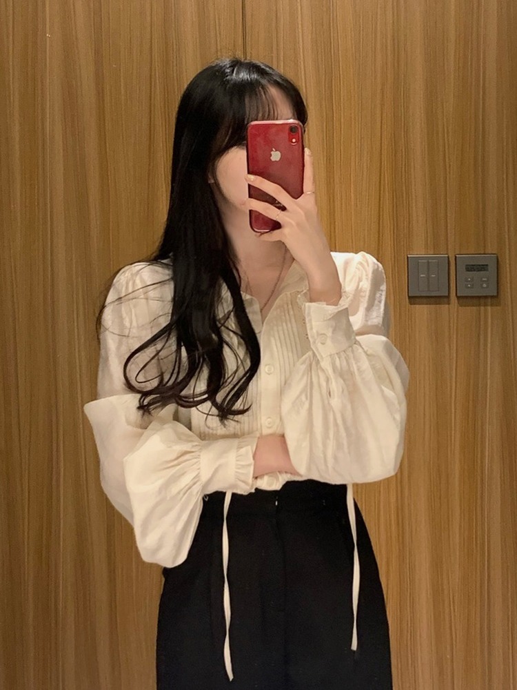 Áo tay dài phối ren phong cách Hàn Quốc thời trang dành cho nữ 42581