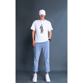 Áo Thun Nam TENJI STORE AD01 cotton lạnh Tay Lỡ Form Rộng FULL SIZE Trắng Lãng Tử Thời Trang (44-70KG)