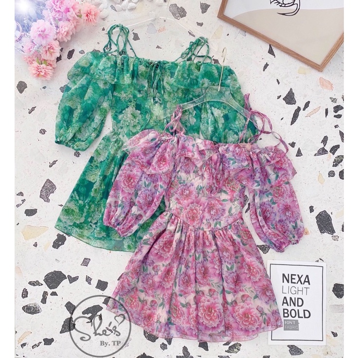 Váy hoa tơ chuẩn PKT