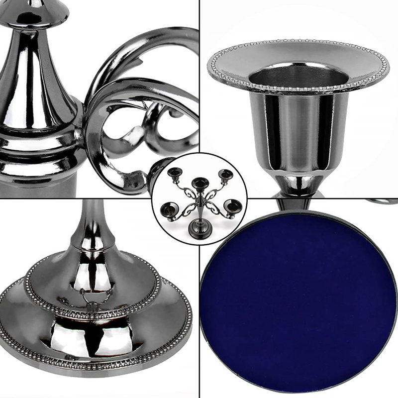 Giá Đỡ Nến Candelabra Bằng Kim Loại Màu Đen Kèm 5 Que Nến Phong Cách Gothic Trang Trí Nhà Cửa /