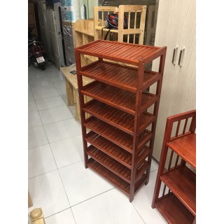 Kệ giày dép 8 tầng rộng 60cm 47wood, gỗ cao su chắc chắn