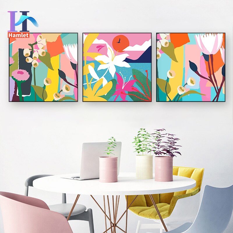 Bộ tranh sơn dầu acrylic Hamlet vải canvas tô màu theo số hình hoa cỏ dành cho trẻ em cỡ 20*20cm