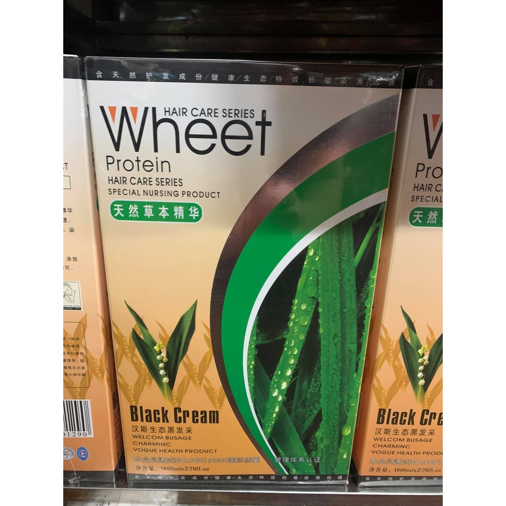 Kem Nhuộm Đen Nha Đam WHEET Không dính da đầu phủ bạc 100% 1000ml x2