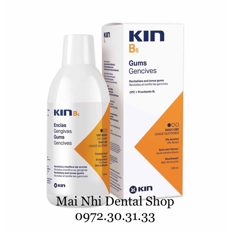 Nước súc miệng KIN B5 làm sạch mảng bám và phục hồi nướu răng 500ML