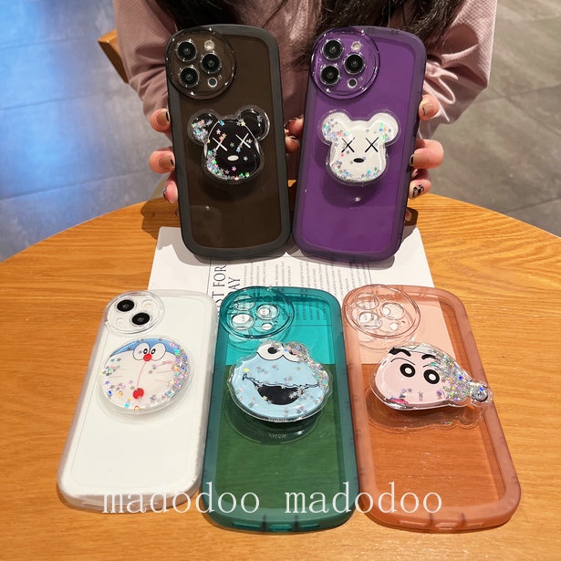 Clear Casing Samsung Galaxy A73 A13 A52 A52S A02S A03 A03S A50 A50S A30S 4G 5G Cute Gloomy Bear Sesame Street Doraemon Crayon Shin-chan Cartoon Quicksand Stand Phone Case NKS 12