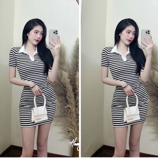 Váy Polo kẻ Body cổ đức ,Váy polo Nu siêu Tôn Dáng kì