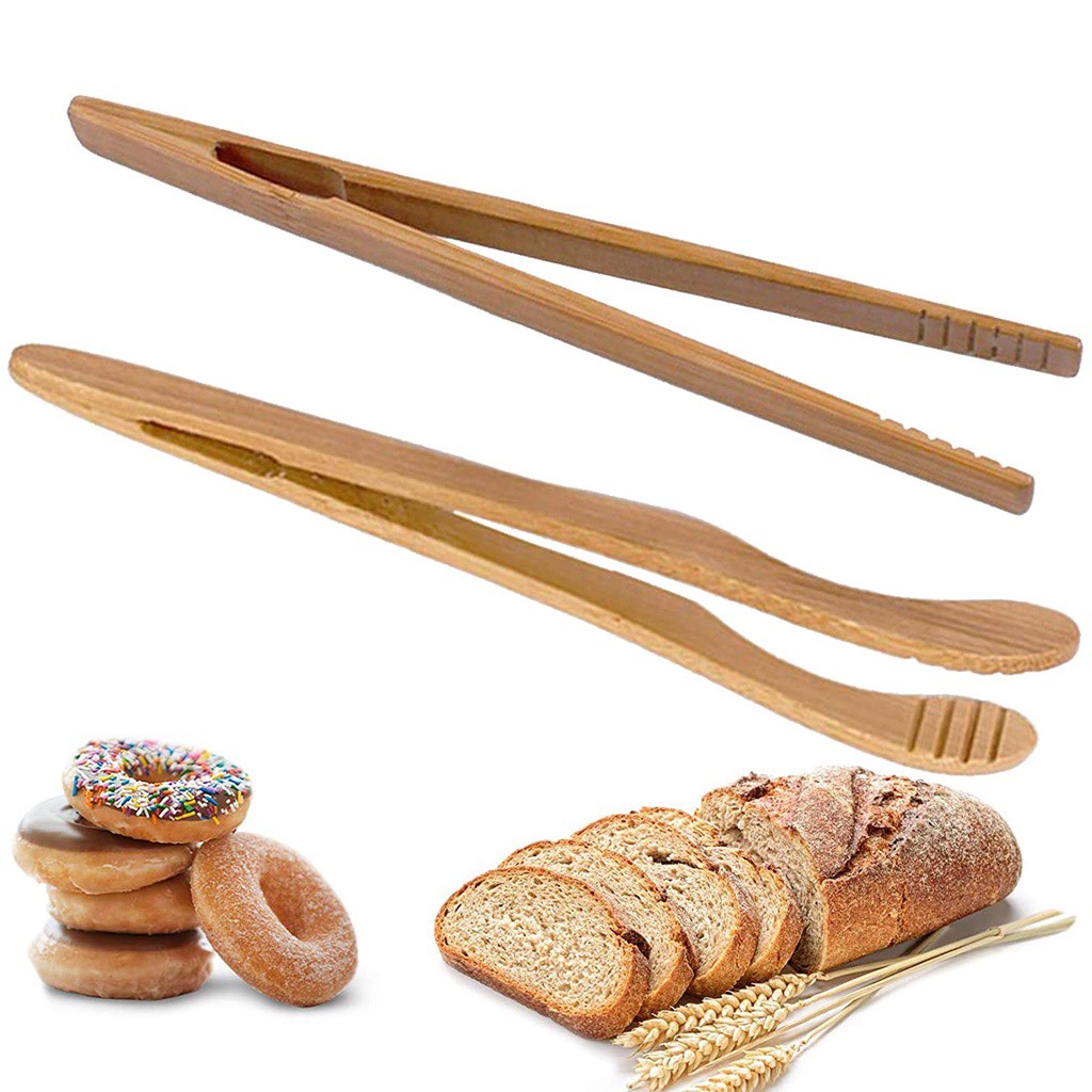 JESTINE Fruits Food Tongs Bacon Toast Clip Tea Tweezer Reusable Muffin Clamp Cheese Bamboo Bread Gripper