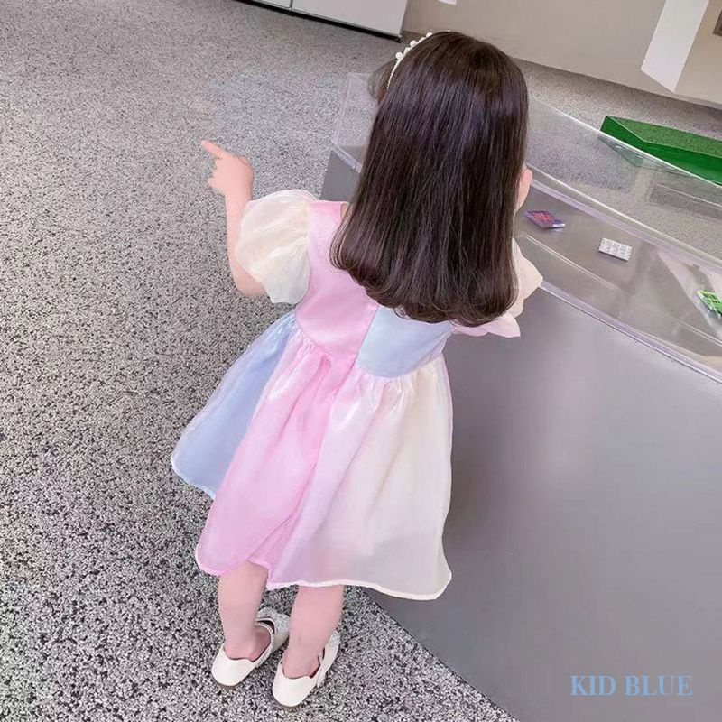 Đầm Công Chúa Lưới Đính Nơ Màu Sắc Kẹo Ngọt Cho Bé Gái