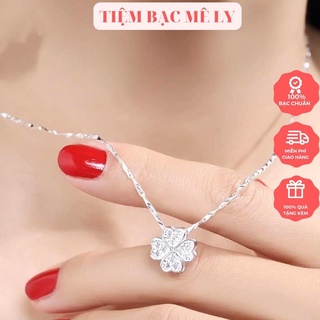 Dây chuyền bạc 925 nữ, mặt cỏ bốn lá may mắn, Tiệm bạc Mê Ly