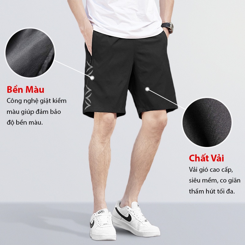 Quần short nam TFUN Quần đùi nam thể thao đẹp mã TT21 dáng lửng trơn ngắn vải gió bó phong cách Hàn Quốc