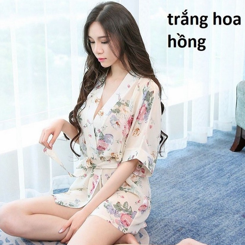 Áo choàng ngủ nữ hoa vải voan 5034 Thời Trang