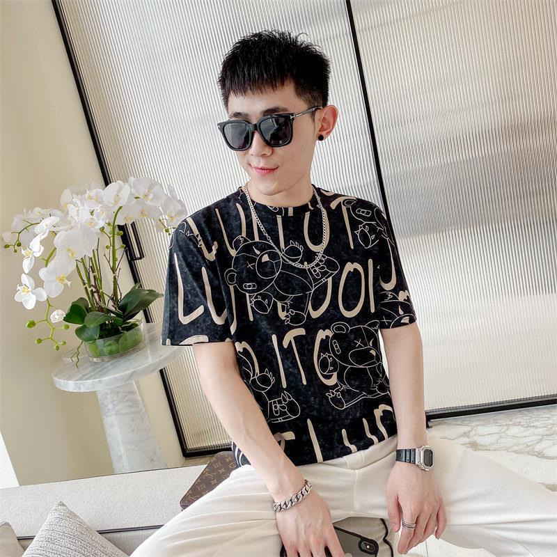 Áo Thun Ngắn Tay Vải Lụa Mát Thiết Kế Đơn Giản Cho Nam