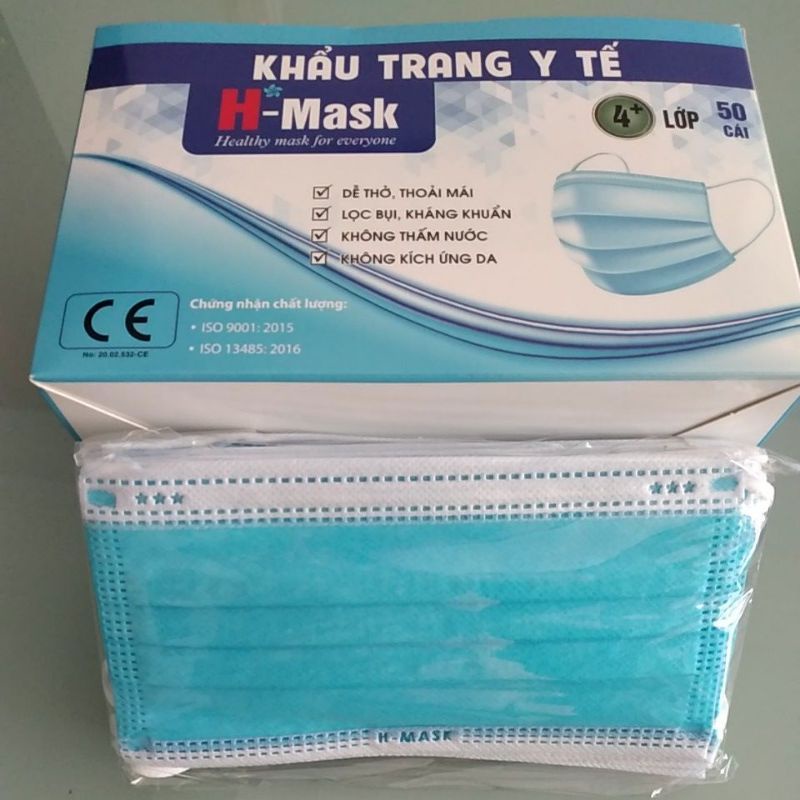 HỘP 50 chiếc KHẨU TRANG KHÁNG KHUẨN - KHẨU TRANG Y TẾ 4 lớp GREEN LIFE - H-MASK - VICTORY MASK quai to siêu mềm