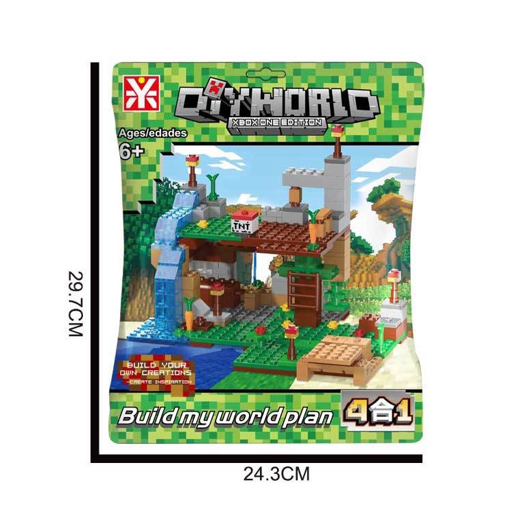 Bộ Đồ Chơi Lắp Ráp minecraft 4 Trong 1 Gồm 310 Mảnh Ghép