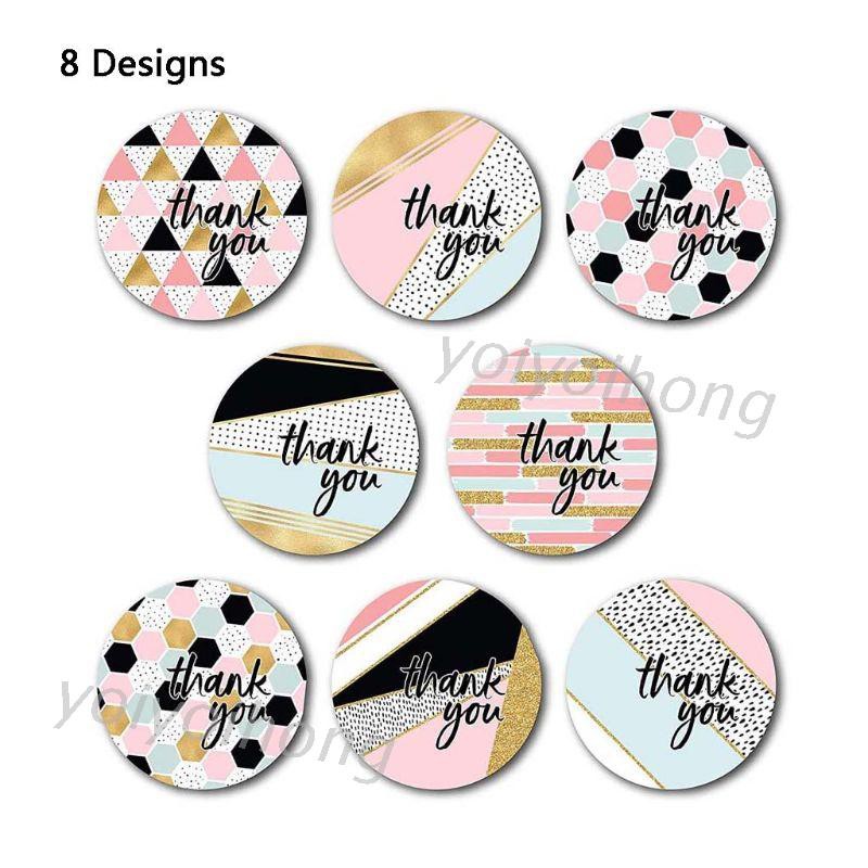 500pcs/roll 8 Designs Thank You Stickers Handmade Scrapbooking Gift Packaging