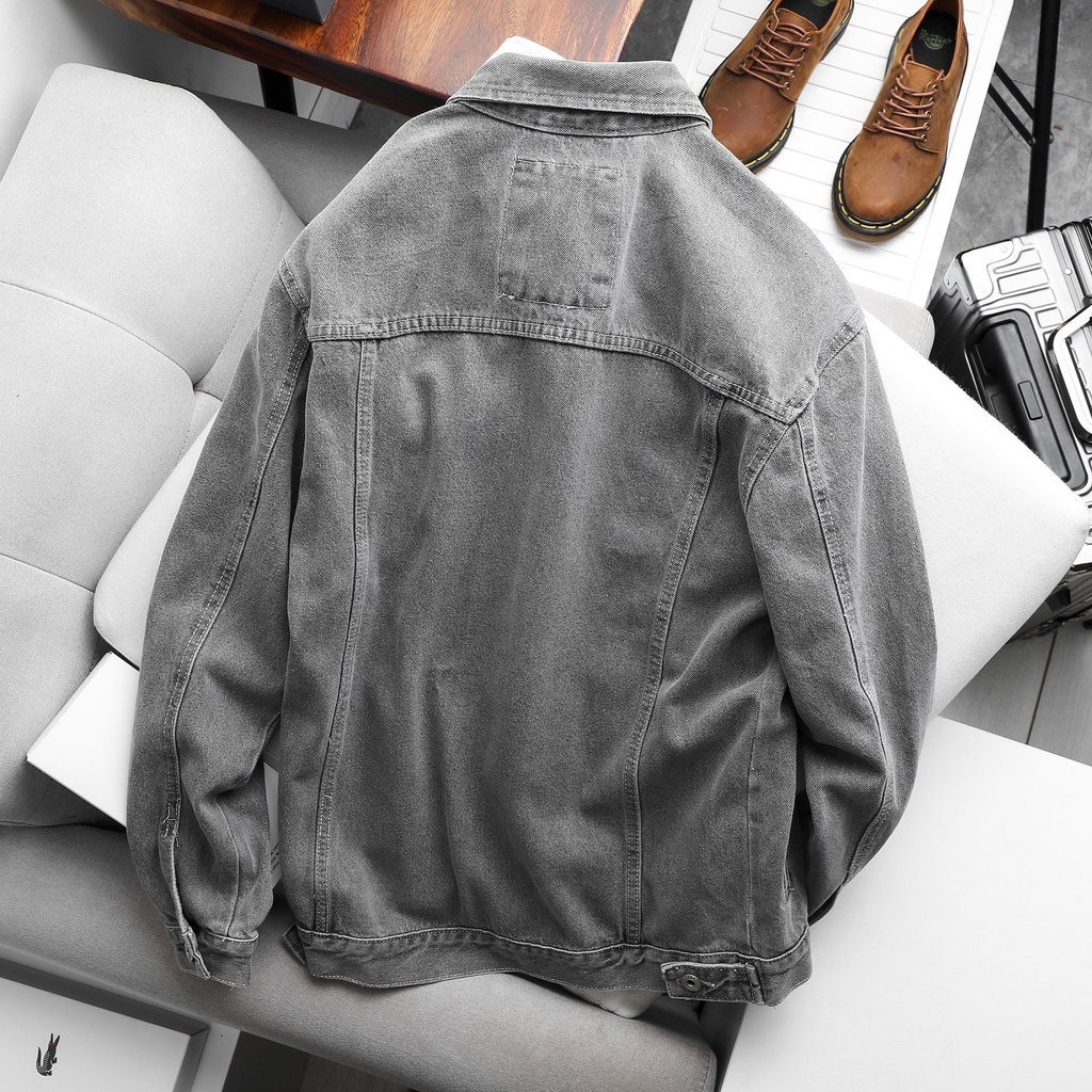 Áo khoác jean nam HEBOZ cao cấp 3M, denim jacket basic 3 màu, cổ bẻ, form slim fit - 00000803