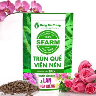Phân trùn quế SFARM viên nén chuyên dùng cho lan và hoa kiểng trồng chậu gói 1kg