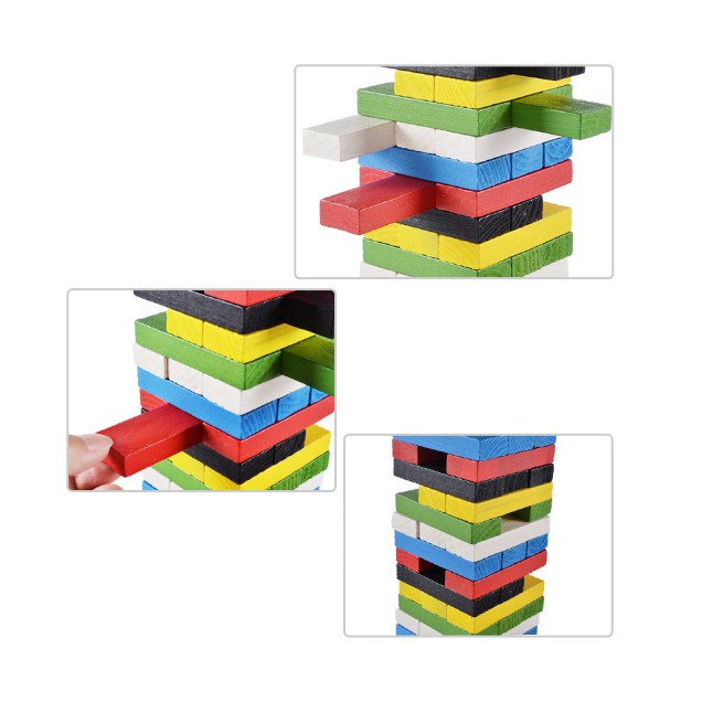 Đồ chơi rút gỗ màu 54 thanh size vừa - domino màu cho bé