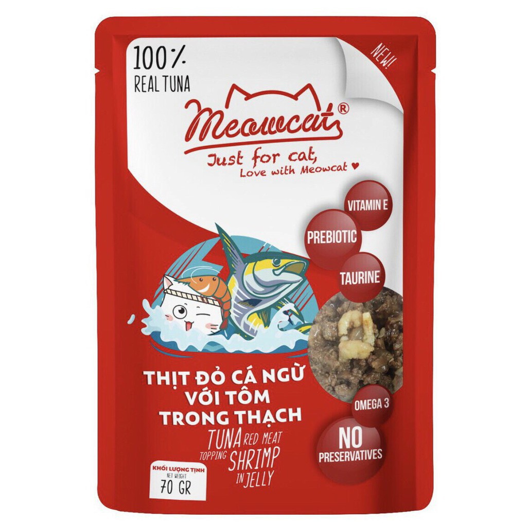 Pate cho mèo Meowcat, Pate Meowcat dinh dưỡng cho mèo đủ vị túi 70g