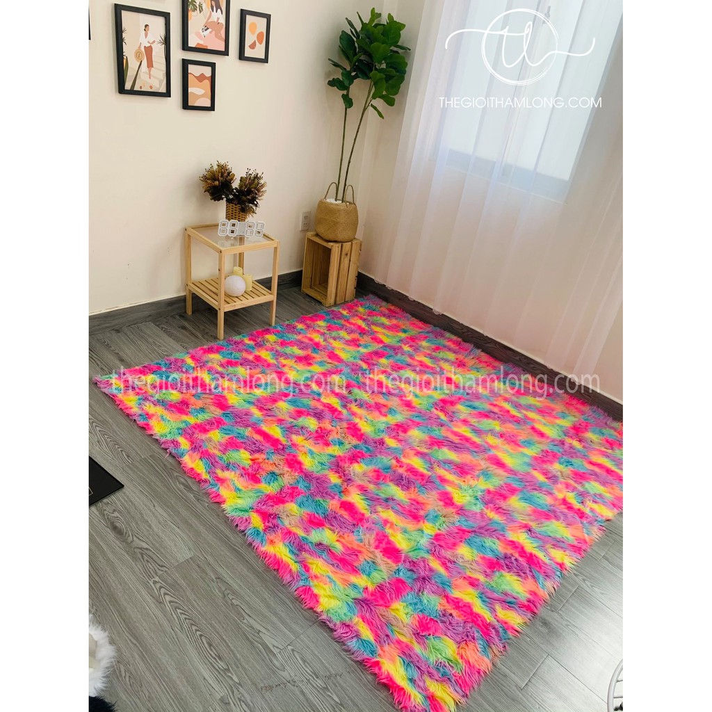 THẢM LÔNG CHỤP ẢNH NHIỀU MÀU - THẢM TRANG TRÍ CAO CẤP LÔNG DÀI SIZE 50X40CM