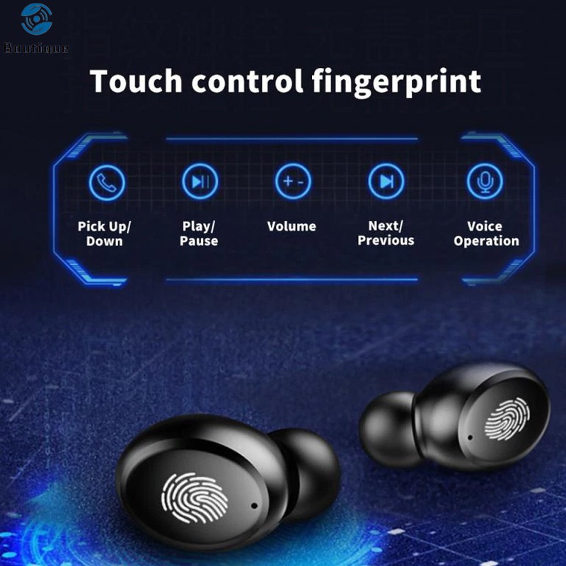 Tai Nghe Bluetooth Không Dây Hiển Thị Cảm Biến Vân Tay Kèm Hộp Sạc