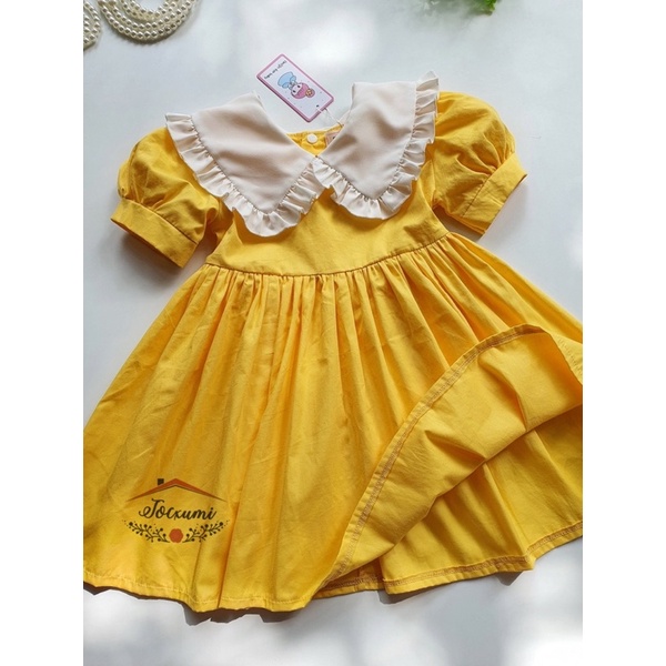 Váy tiểu thư cổ trắng viền bèo 4 màu xinh cho bé gái - Tocxumi