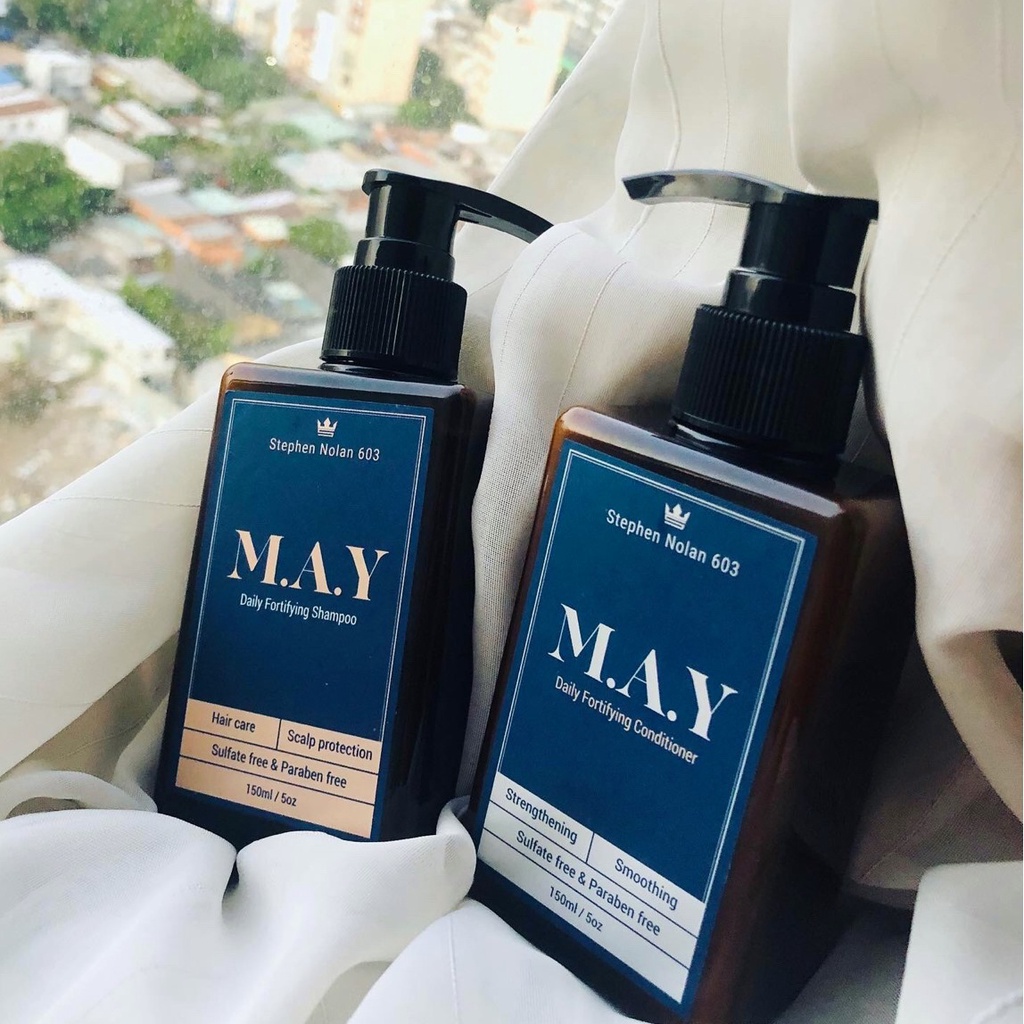 Combo Dầu gội xả cho nam M.A.Y Daily Shampoo &amp; MAY Conditioner l Stephen Nolan 603 - Phục hồi hư tổn, hạn ch