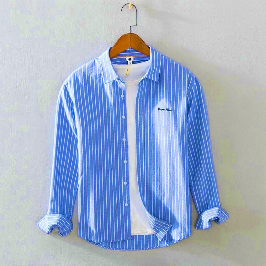 Áo Sơ Mi Nam Dài Tay Sọc Chữ NF322 Chất Vải Mềm Mịn Chuẩn Shop Thời trang EMEY LUXURY