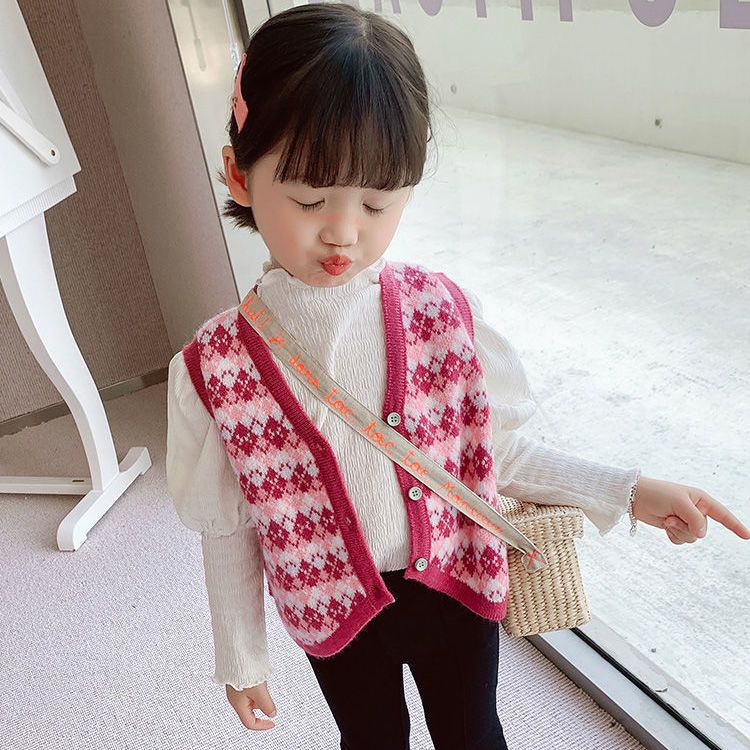 Áo Sweater Dệt Kim Không Tay Phong Cách Nhật Hàn Thời Trang Xuân Thu 2022 Mới Cho Bé Gái