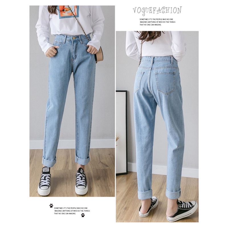 Quần baggy jean bigsize trơn basic