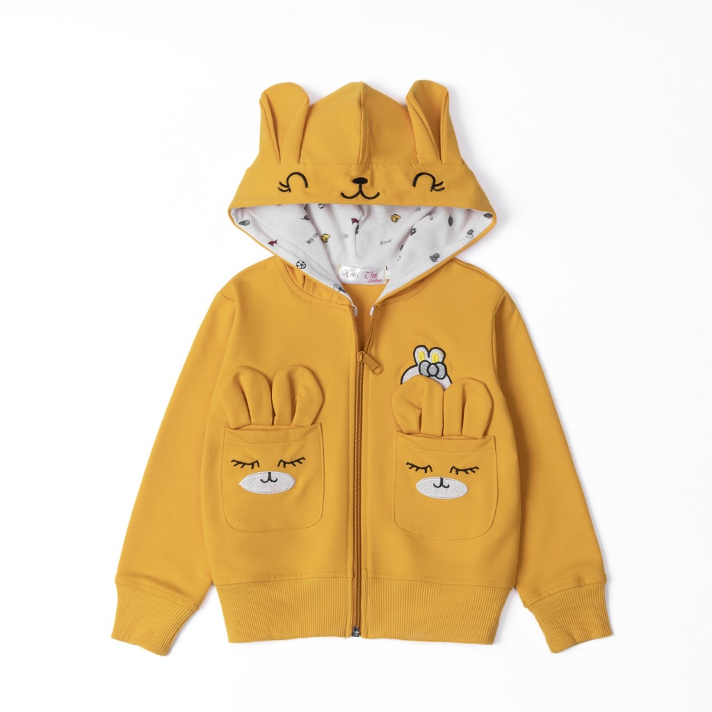 9-40kg .ÁO khoác trẻ em, áo khoác bé gái thêu hình gấu siêu dễ thương chất liệu da cá tici 4 chiều loại 1