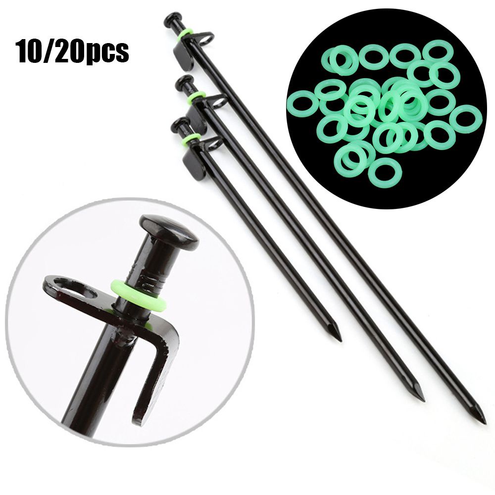 MYRON 10/20pcs Multi-functional Tent Nail Ring Night Light Tents Accessories Fishing Rod Rings Silicone O-shaped Fluorescent Luminous Outdoor Camping