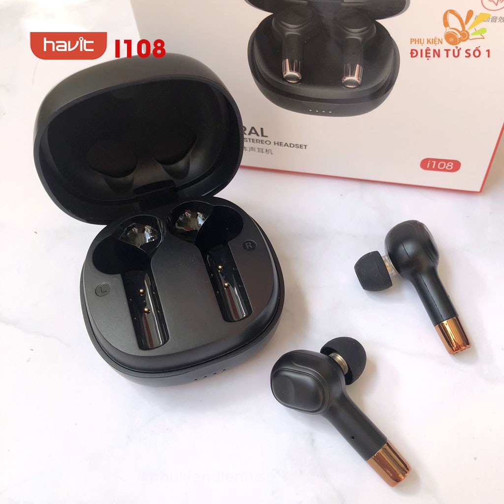 Havit I108 tws tai nghe bluetooth thế hệ mới nhất âm trong, bass mạnh, kết nối ổn định - phụ kiện điện tử số 1