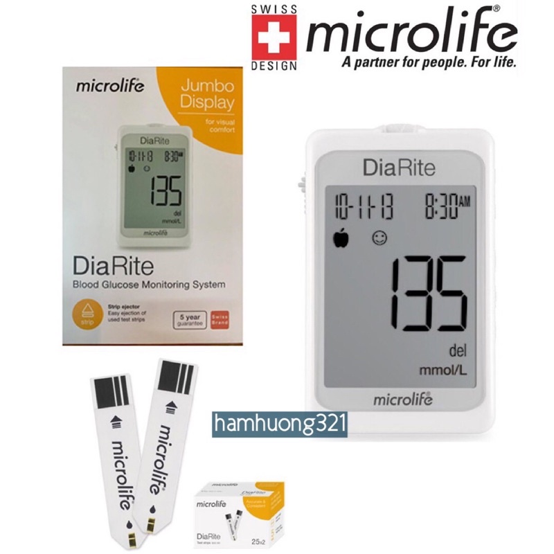 Máy đo đường huyết Microlife ( tặng 50 que chia 2 hộp nhỏ x 25 que )