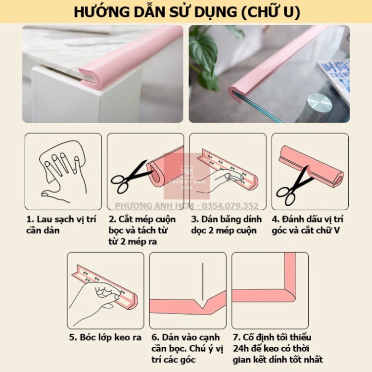 Cuộn Xốp Bọc Cạnh Bàn Hình Chữ L/ U/ W Dài 2M An Toàn Cho Bé - Dây Cao Su Nẹp Bịt Góc Bàn, Ghế, Tường, Tủ, Giường,...