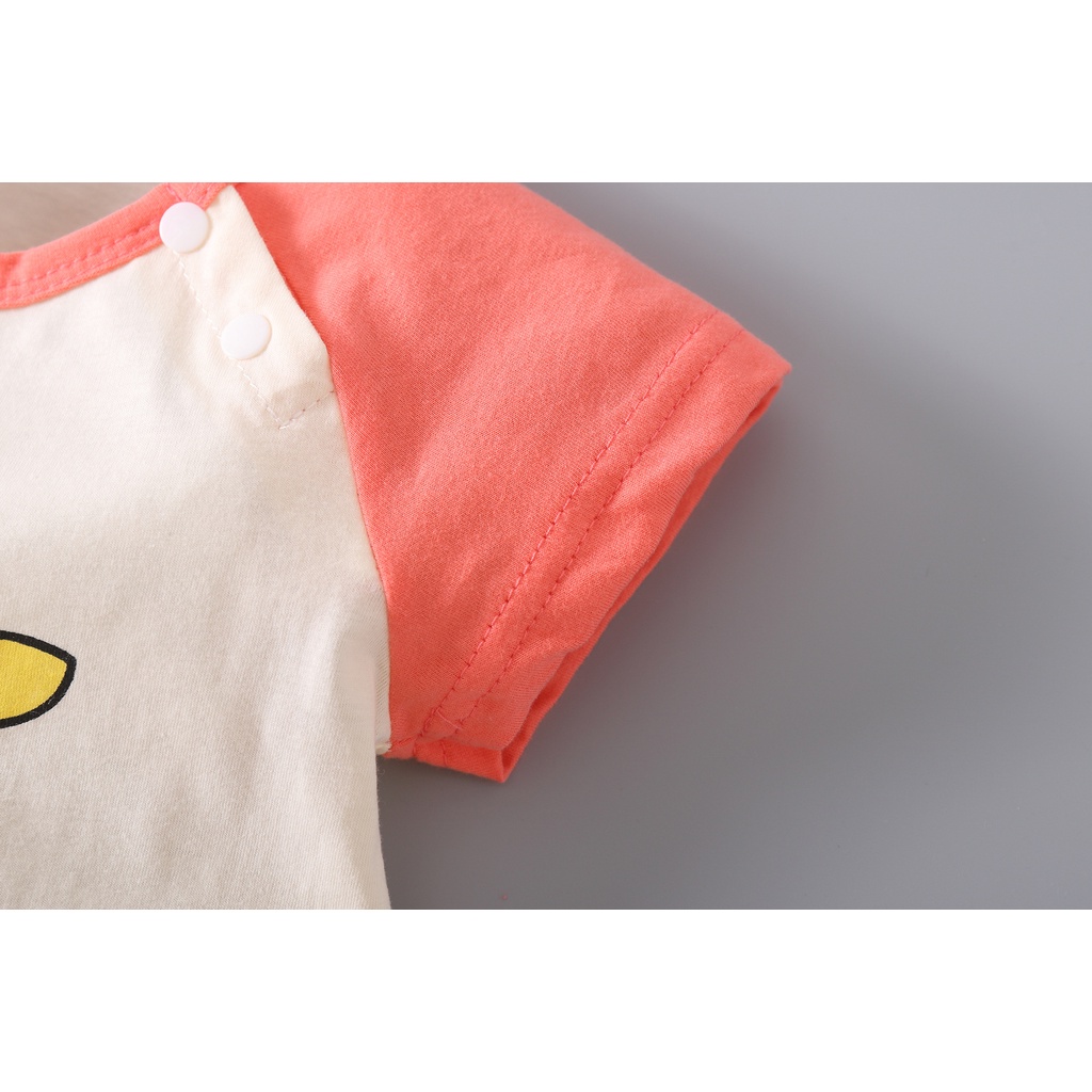 Áo Liền Quần Tay Ngắn Bằng Cotton In Họa Tiết Hoạt Hình One Piece Dành Cho Bé Trai Gái 0-24 Tháng Tuổi