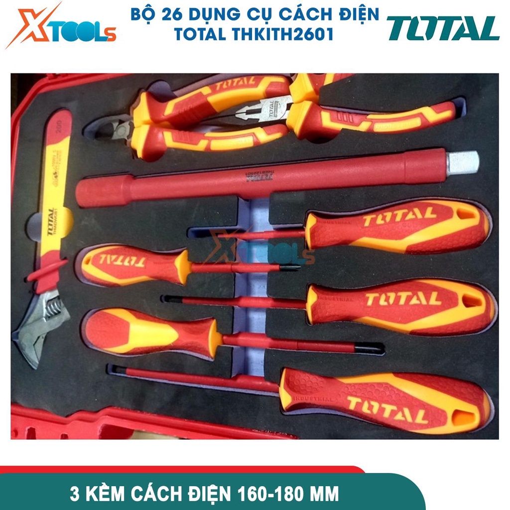Bộ 26 công cụ cách điện TOTAL, công cụ cách điện có Chứng nhận 1000V, VDE / GS chất liệu hợp kim [CHÍNH HÃNG][XTOOLS]
