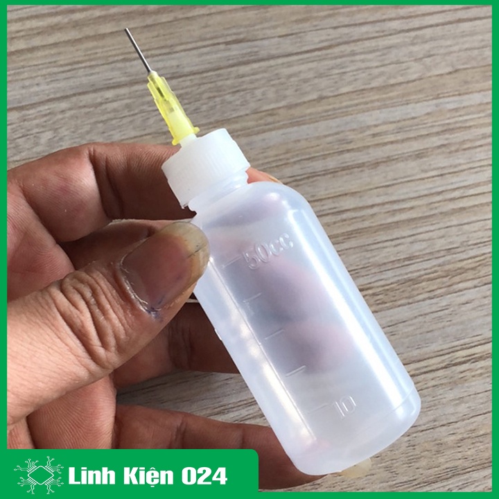 Lọ đựng dung dịch đầu kim 50ml , chất liệu nhựa đựng cồn, nhựa thông hàn, chất trợ dung tiện lợi