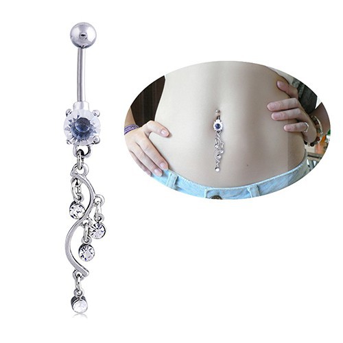 Khuyên Rốn Hình Chữ S Đính Đá Cá Tính Cho Nữ