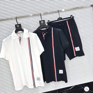 Bộ hè nam thome viền, bộ quần cộc áo polo mát D20