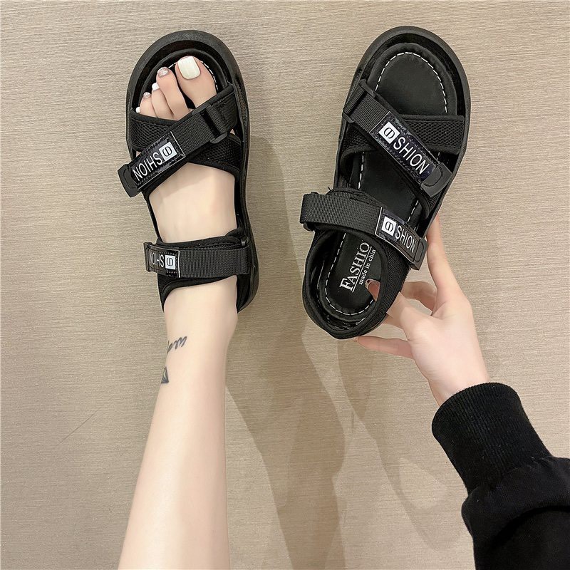 Giày Sandal Nữ MWC Đế Cao 3CM Quai Chéo Phối Chữ Siêu Xinh NUSD- 2853