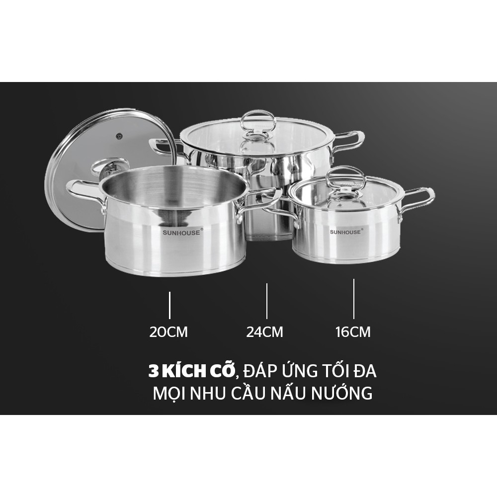 Bộ nồi inox 5 đáy SUNHOUSE MAMA SH784