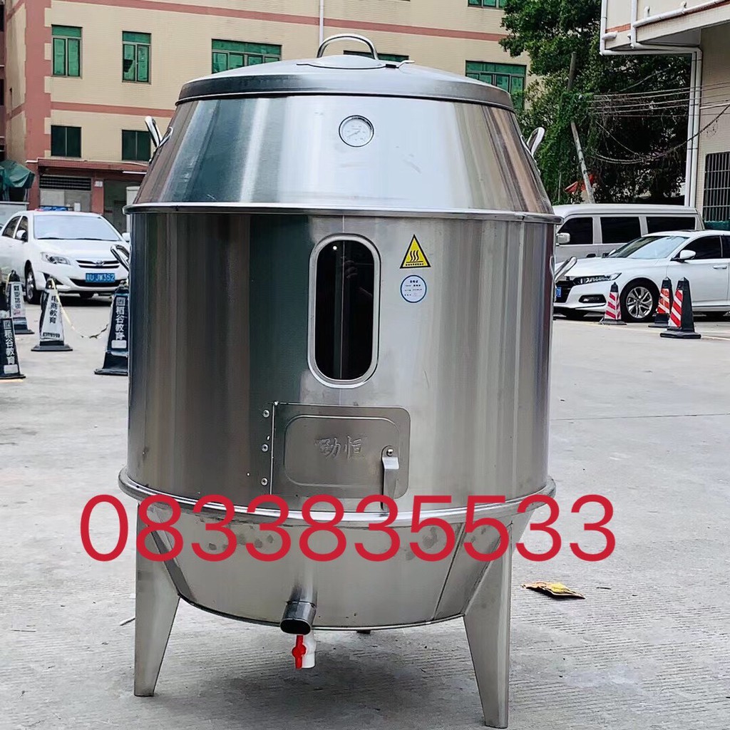 Lu quay gà vịt bếp than phi 80 inox tặng 15 móc và 15 xiên nướng