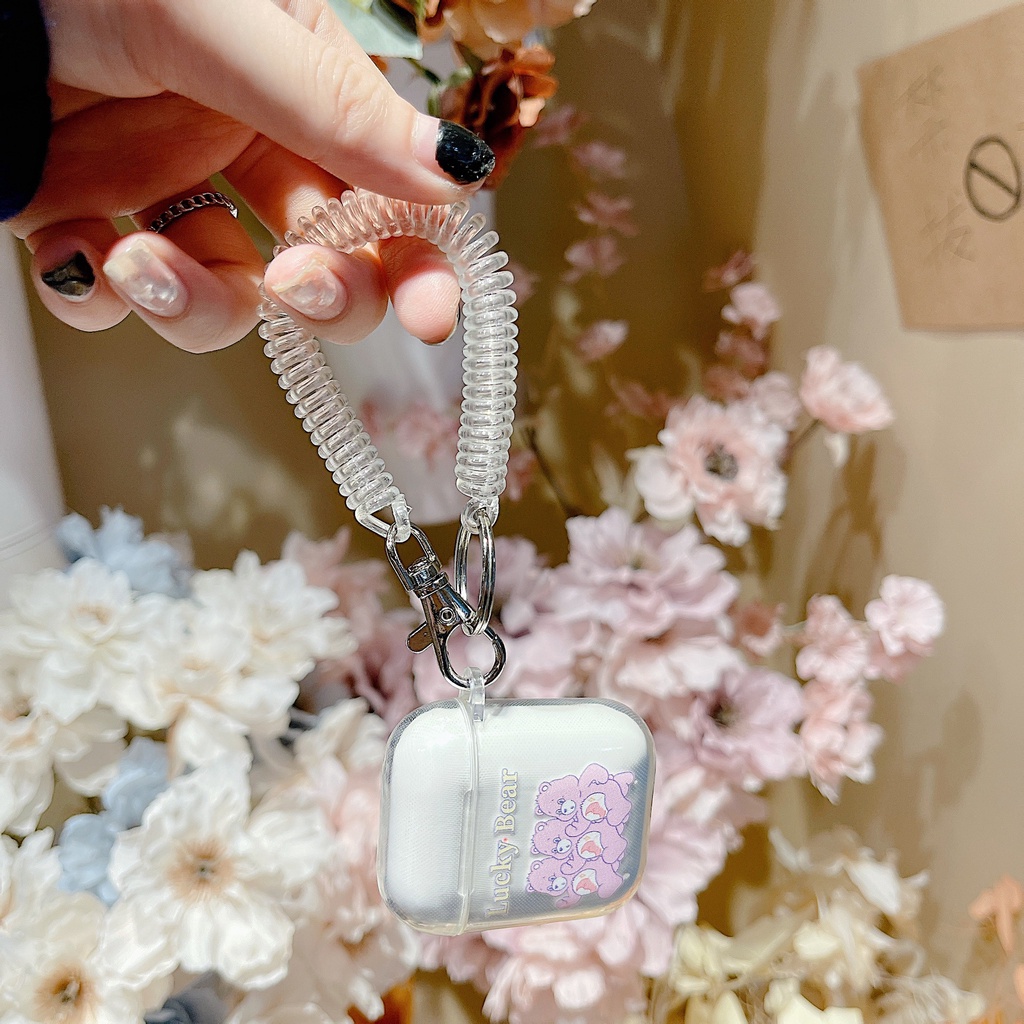 Vỏ Bảo Vệ Hộp Sạc Tai Nghe airpods 1 2 Pro 3rd Generation Pro 1/2 Trong Suốt Chống Sốc Họa Tiết Hoạt Hình Kèm Dây Đeo Kiểu Nhật Hàn