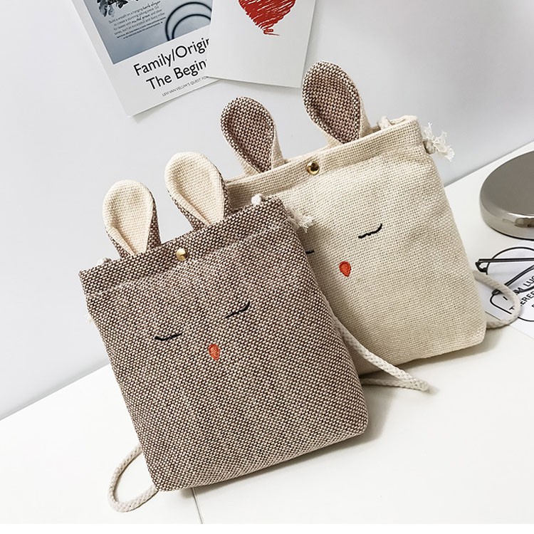 Túi Vải Tote Đeo Chéo Mini Tai Thỏ F04